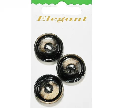 Пуговицы Disboton, 23 мм, 4 отв., пластик, 3 шт, черный/бежевый