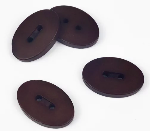 Пуговицы, Union Knopf, "Эллипс, с прорезью", матовые, 2 отв., пластик, цвет темно-коричневый, 32 мм