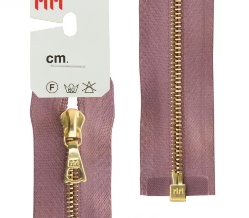 Молния RiRi атласная, металл, разъём, 1замок 4мм 65см, подв. Flach, цепь GO, цвет 9419, серо-сиренев