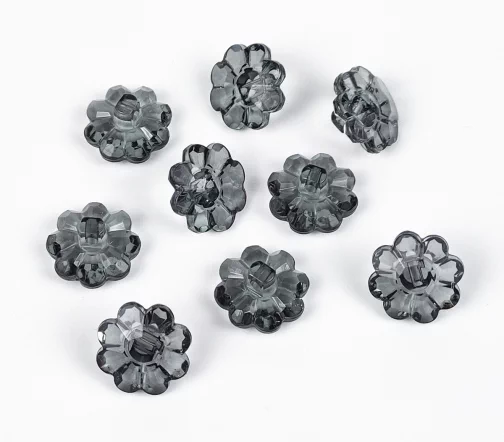 Пуговицы, Union Knopf, "Ромашка прозрачная", на ножке, пластик, цвет черно-синий, 15 мм