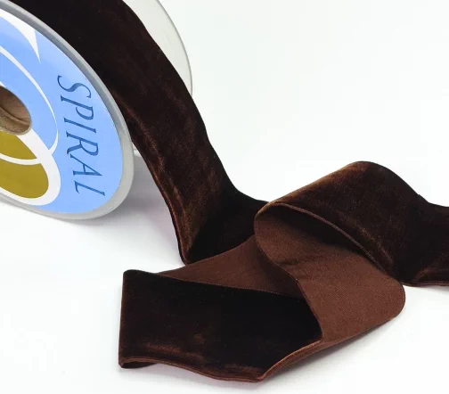 Лента Safisa бархатная 50 мм, цвет 17, коричневый