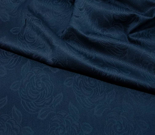 Жаккард хлопковый "Розы", цвет темно-синий, 00737-2