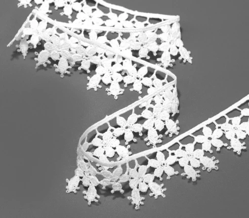 Мерсеризованное хлопковое кружево IEMESA, ширина 24 мм, цвет белый