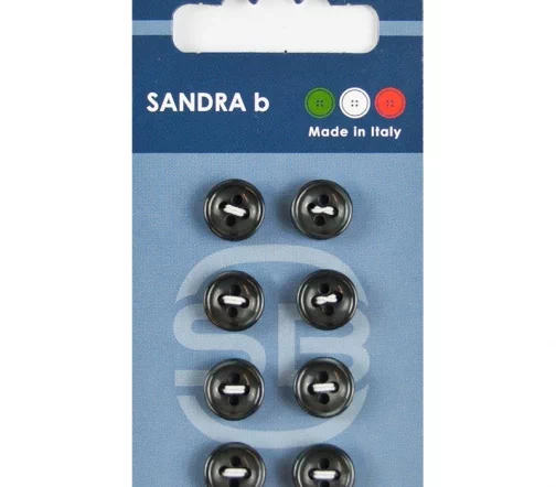 Пуговицы Sandra, 10 мм, 4 отв., пластик, 8 шт., темно-серый, CARD151