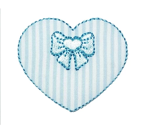 Термоаппликация Marbet "Сердце в полоску с бантиком", 5 x 4,5 см, цвет голубой, 569922.A