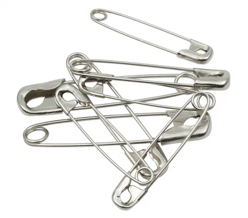 Булавки английские №1/3 (32/44 мм), металл, цвет никель, 8 шт., PONY 84406