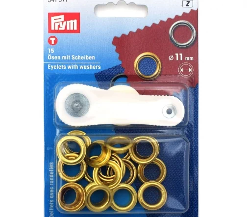 541373 Люверсы с инструментом для установки, 14 мм, 10 шт., цвет золото, Prym