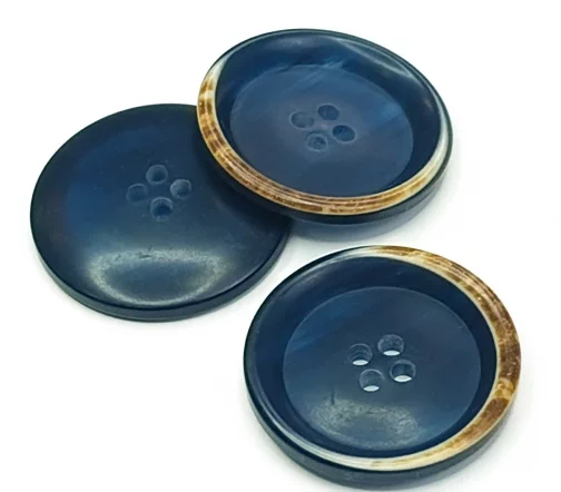 Пуговица Sandra с ободком, 28 мм, 4 отв., пластик, цвет синий