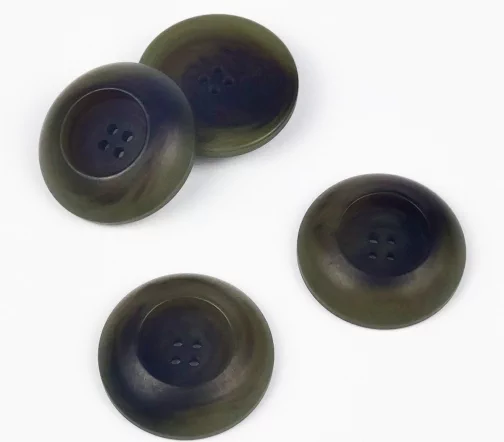 Пуговица, Union Knopf, с углублением, 4 отв., пластик, цвет хаки, 34 мм