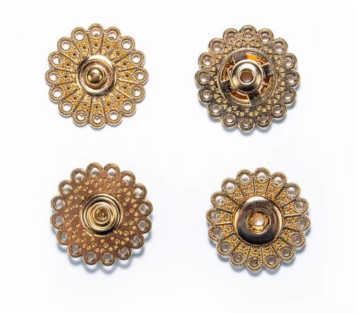 Кнопки ажурные, металл, пришивные, 25 мм, цвет золото, 02-G-25