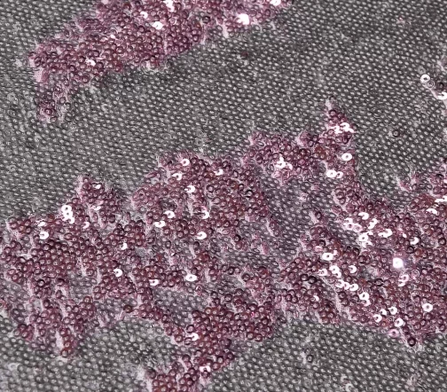 Ткань с двусторонними пайетками, цвет розовый/серый, 01307-2