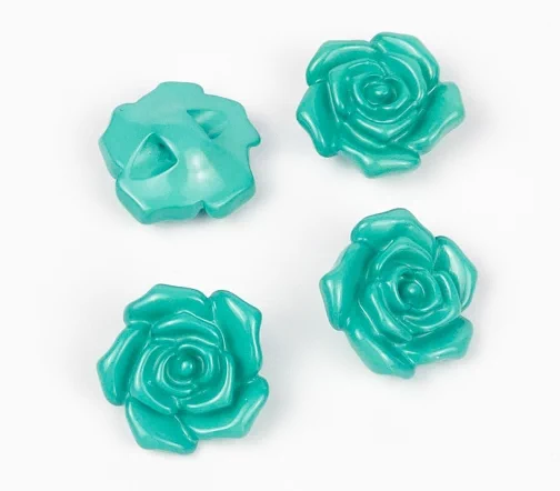 Пуговицы, Union Knopf, "Розочки", пластик, цвет салатный, 18 мм