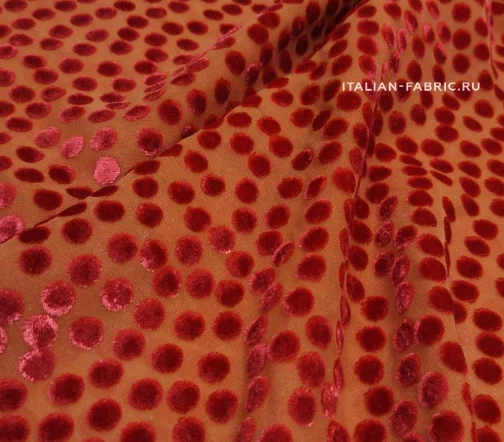 Панбархат "Горох" шелковый, цвет оранжевый, 01840-3