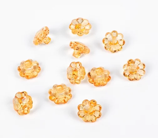 Пуговицы, Union Knopf, "Ромашка прозрачная", на ножке, пластик, цвет оранжевый, 11 мм