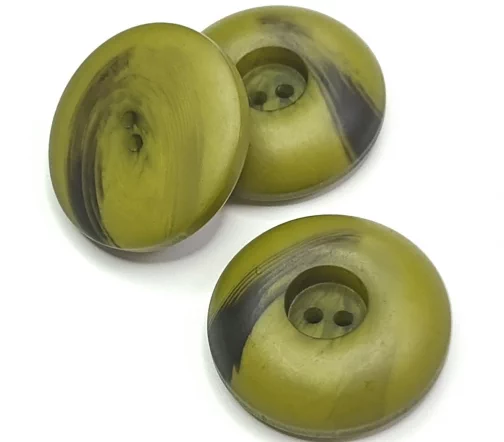 Пуговица DILL, 2 отв., пластик, цвет зеленый/черный, 30 мм
