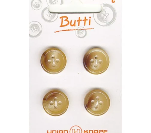 Пуговицы, Union Knopf, 4 отв., пластик, цв. бежевый, 15 мм, 4 шт., 79019