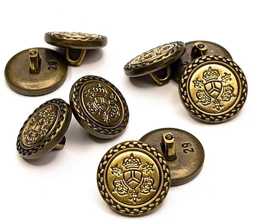 Пуговица DILL "Короны", на ножке, металл, цвет состаренное золото, 15 мм
