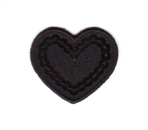 Термоаппликация "Сердце с пайетками", 3 х 3,6 см, черный, арт. 569561.A