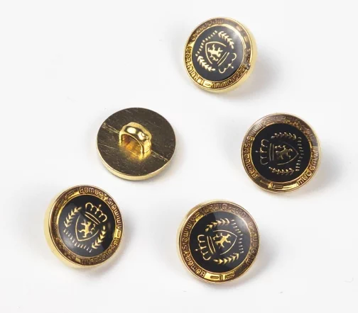 Пуговицы, Union Knopf, "Клубный герб", на ножке, пластик, цвет черный/золото, 15 мм