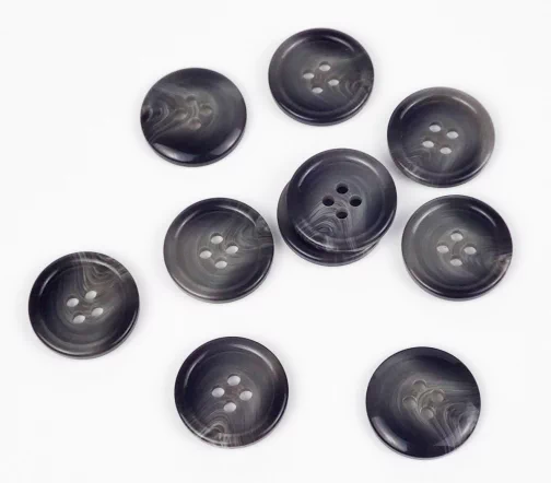 Пуговица, Union Knopf, 4 отв., пластик, цвет серый/черный, 20 мм