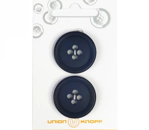 Пуговицы, Union Knopf, 4 отв., пластик, цв. т.синий, 28 мм, 2 шт., 85160