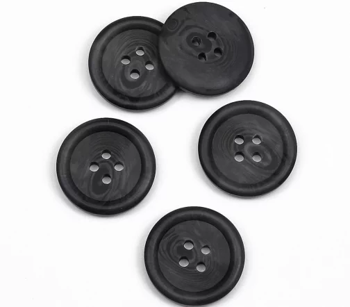 Пуговица, Union Knopf, 4 отв., пластик, цвет темно-серый, 25 мм