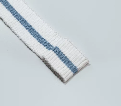 Кромка трикотаж с полоской, цвет белый/голубой