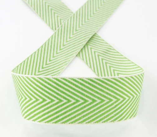 Лента жаккард Safisa "Зигзаг", 25 мм, цвет белый/зеленый, 9202-25мм-05