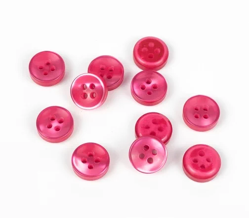Пуговицы, Union Knopf, круглые, выпуклые, с переливом, 4 отв., пластик, цвет малиновый, 11 мм