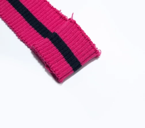 Кромка трикотаж с полоской, цвет фуксия/темно-синий