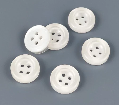 Пуговицы, Union Knopf, "Круглые, прозрачные", 4 отв., пластик, цвет белый, 23 мм