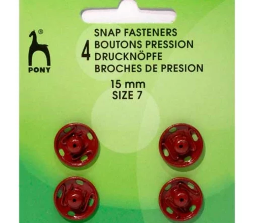 78914/02 PONY Кнопки одежные 15 мм, латунь, красные, 4 шт.