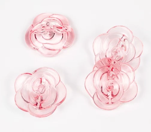 Пуговицы, Union Knopf, "Роза прозрачная", на ножке, пластик, цвет розовый, 30 мм