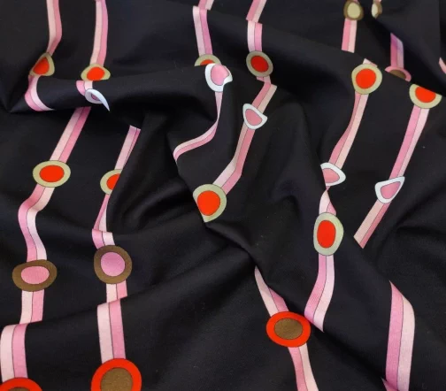 Трикотаж "Розовые полосы на коричневом", купон, 1102012к