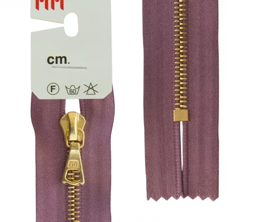 Молния RiRi атласная, металл, неразъём, 4мм 18см, подвеска Flach, цепь GO, цвет 9419, серо-сиреневый