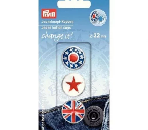 622651 Декоративные шляпки для кнопок Change it Джинс, 22 мм, 3 шт, Prym