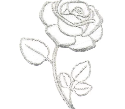 Термоаппликация "Цветок со стеблем", 10 х 6,5 см, белый, арт. 569206.C
