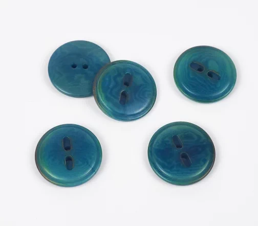 Пуговицы, Union Knopf, "Круглые", 2 отв. с прорезями в бок, семя пальмы, цвет зеленый, 23 мм