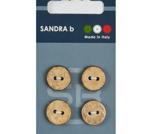 Пуговицы Sandra, 15 мм, 2 отв., кокос, 4 шт., CARD231