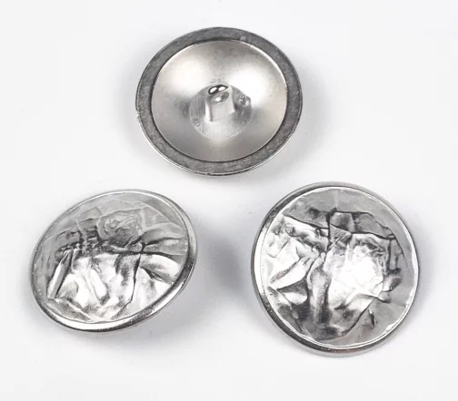 Пуговицы, Union Knopf, "Складки", на ножке, металл, цвет никель, 30 мм