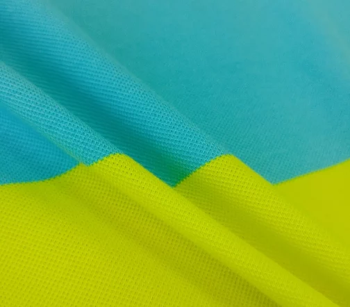 Трикотаж пике купон, цвет желтый/голубой, 60451к