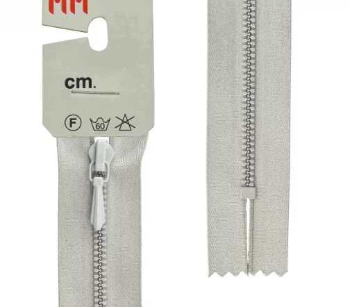 Молния Riri для юбок, металл крашеный, неразъёмная, 3мм 18см, цвет 2113, светло-серый