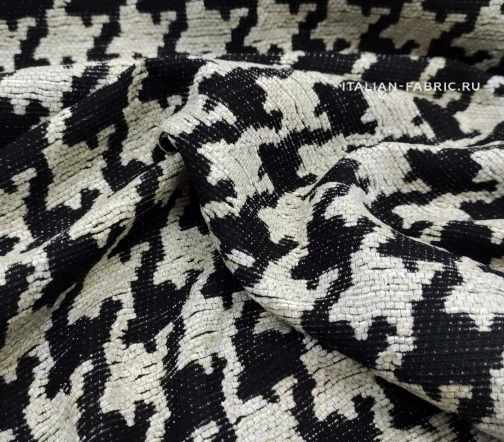 Жаккард "Гусиная лапка", фон молочный, 00923