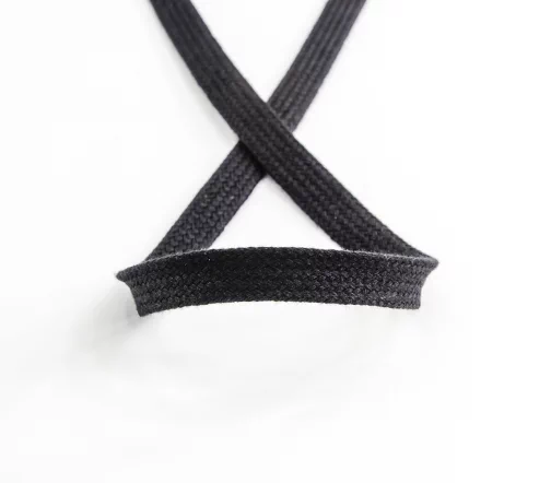 Шнур PEGA плоский хлопковый, цвет черный, 12 мм