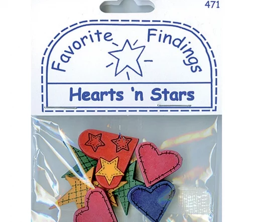 Пуговицы, Favorite Findings "Звезды и сердца" 17*25 мм, 8 шт