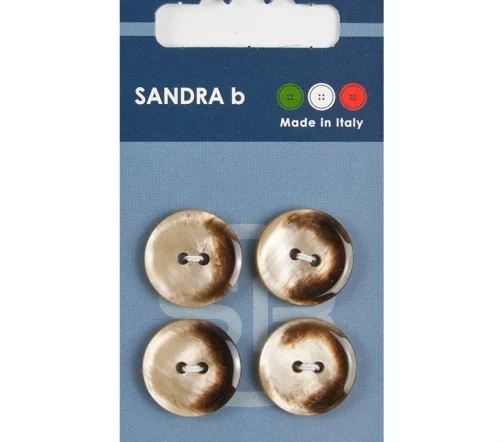 Пуговицы Sandra, 18 мм, 2 отв., пластик, 4 шт., коричнево-бежевый, CARD086