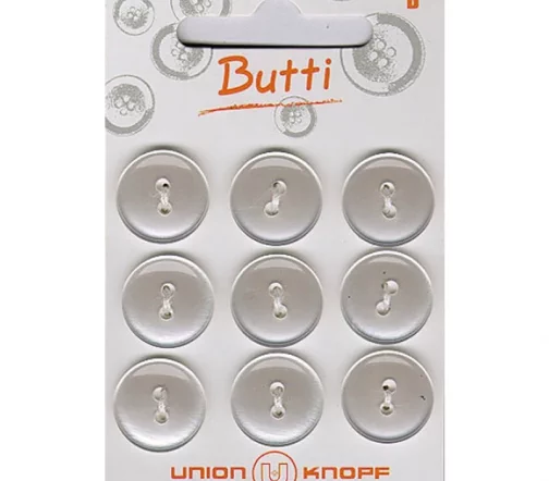 Пуговицы, Union Knopf, 2 отв., пластик, цв. белый, 15 мм, 9 шт., 75006