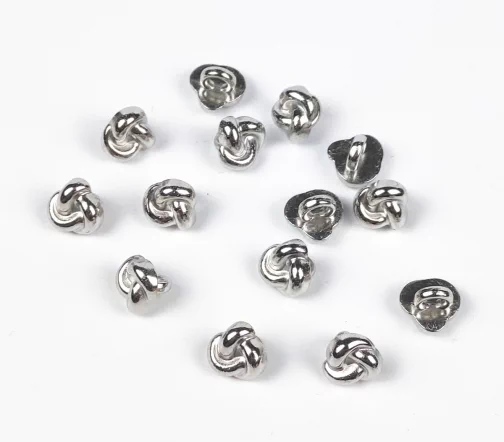 Пуговица Узелок, на ножке, металл, цв. серебро, 9 мм