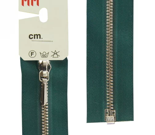 Молния RiRi металл, Ni, слайдер Tropf, 3 мм, разъёмная 1 замок, 65 см, цвет 2723, темно-зеленый