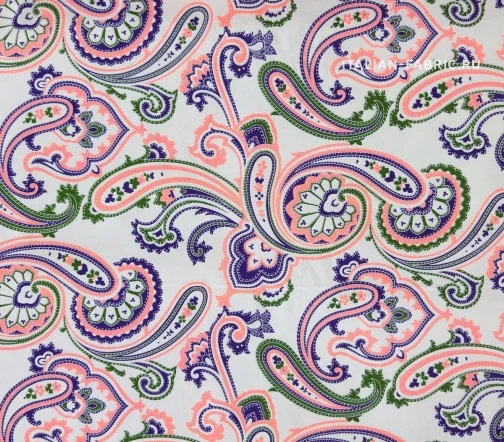 Джинсовая ткань "Розово-зеленые пейсли", 00646